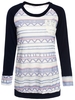 Stylish Round Neck Long Sleeve Printed Pocket Design Women