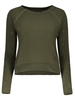 Stylish Scoop Neck Long Sleeve Army Green Hole Design T-Shirt For Women