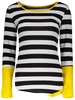Stylish Scoop Neck Long Sleeve Color Block Striped Women