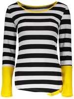 Stylish Scoop Neck Long Sleeve Color Block Striped Women