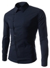 Stylish Shirt Collar Slimming Solid Color Oblique Button Long Sleeve Men