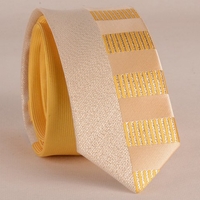Stylish Silver Thread Wide Stripe Pattern 6CM Width Yellow Tie For Men
