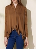 Stylish Solid Color One-Buttoned Long Sleeve Tassel Irregular Cardigan For Women