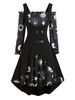 Sun Moon Star Print Mini Dress and Buckle High Low Vest