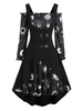 Sun Moon Star Print Mini Dress and Buckle High Low Vest