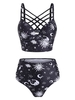 Sun Star Moon Lattice High Waisted Tankini Swimsuit