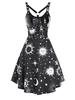 Sun Star Moon Print Harness Insert Mini Cami Dress