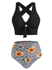 Sunflower Zig Zag Tied Criss Cross Tankini Swimwear