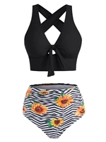 Sunflower Zig Zag Tied Criss Cross Tankini Swimwear