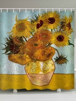 Sunflowers Painting Print Waterproof Bathroom Shower Curtain