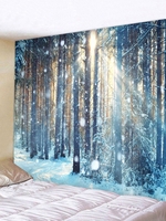 Sunlight Snow Forest Print Tapestry Wall Hanging Art Decoration