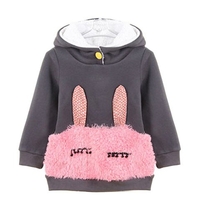 Sweet Style Villus Bunny Embellished Long Sleeves Fleece Hoodie For Kids