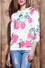 Sweet Various Colorful Floral Printed 3/4 Sleeve Sweatshirt For Women