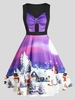 Sweetheart Neck Christmas Tree Santa Claus Keyhole Dress