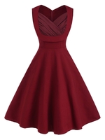 Sweetheart Neck Ruched A Line Sleeveless Vintage Dress