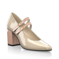 Block Heel Pointed Toe Schuhe 28586
