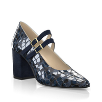 Block Heel Pointed Toe Schuhe 28589