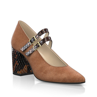 Block Heel Pointed Toe Schuhe 28604