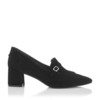 Block Heel Pointed Toe Schuhe Grazia Veloursleder - Schwarz
