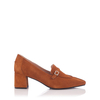 Block Heel Pointed Toe Schuhe Grazia Veloursleder - Taba