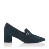 Block Heel Pointed Toe Schuhe Grazia Veloursleder – Dunkelgrün