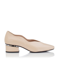 Blockabsatz Schuhe mit Karee-Spitze Carina Lackleder - Beige