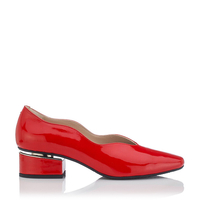 Blockabsatz Schuhe mit Karee-Spitze Carina Lackleder - Rot