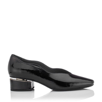 Blockabsatz Schuhe mit Karee-Spitze Carina Lackleder - Schwarz