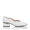 Blockabsatz Schuhe mit Karee-Spitze Carina Lackleder – Weiß