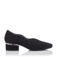 Blockabsatz Schuhe mit Karee-Spitze Carina Veloursleder – Schwarz