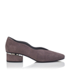 Blockabsatz Schuhe mit Karee-Spitze Carina Veloursleder Grau