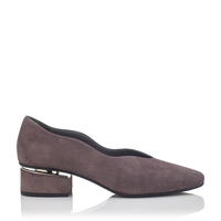 Blockabsatz Schuhe mit Karee-Spitze Carina Veloursleder Grau