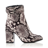 Blockabsatz Stiefeletten Anna Leder in Schlangenoptik - Beige