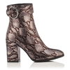 Blockabsatz Stiefeletten Anna Leder in Schlangenoptik - Bronze