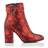 Blockabsatz Stiefeletten Anna Leder in Schlangenoptik - Rot