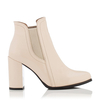 Chelsea-Stiefel mit Absatz Mia Knautschlackleder - Beige
