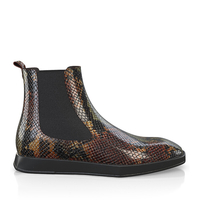 Flache Herren Stiefeletten mit Karee-Spitze 12236