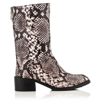 Klassische Stiefeletten Irene Leder in Schlangenoptik - Beige