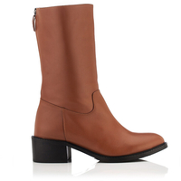 Klassische Stiefeletten Irene Leder in Schlangenoptik - Cognac