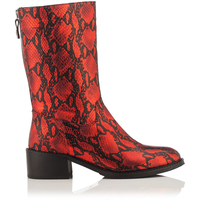 Klassische Stiefeletten Irene Leder in Schlangenoptik - Rot