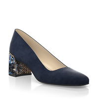 Schuhe mit Blockabsatz im Metallic-Look 30144