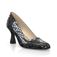Schuhe mit Blockabsatz im Metallic-Look 30156