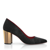 Schuhe mit Blockabsatz im Metallic-Look 7754