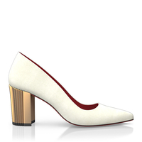 Schuhe mit Blockabsatz im Metallic-Look 7755