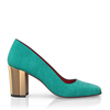 Schuhe mit Blockabsatz im Metallic-Look 7775