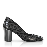 Schuhe mit Blockabsatz im Metallic-Look 7778