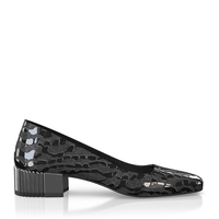 Schuhe mit Blockabsatz im Metallic-Look 7791