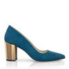 Schuhe mit Blockabsatz im Metallic-Look 7925