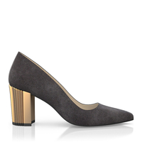 Schuhe mit Blockabsatz im Metallic-Look 7927