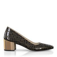 Schuhe mit Blockabsatz im Metallic-Look 7932